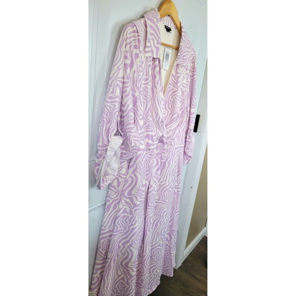 NWT Torrid Midi Studio Crepe De Chine Collared Shirt Dress White Zebra S… - Picture 5 of 10